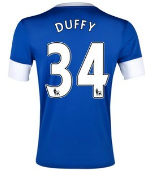 12/13 Everton Home Duffy #34 Blue Soccer Jersey Shirt Replica