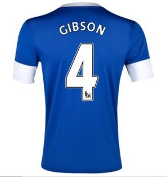 12/13 Everton Home Gibson #4 Blue Soccer Jersey Shirt Replica