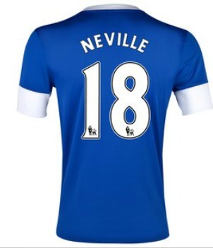 12/13 Everton Home Neville #18 Blue Soccer Jersey Shirt Replica