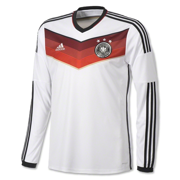 2014 Germany Home White Soccer Long Sleeve Jersey Shirt