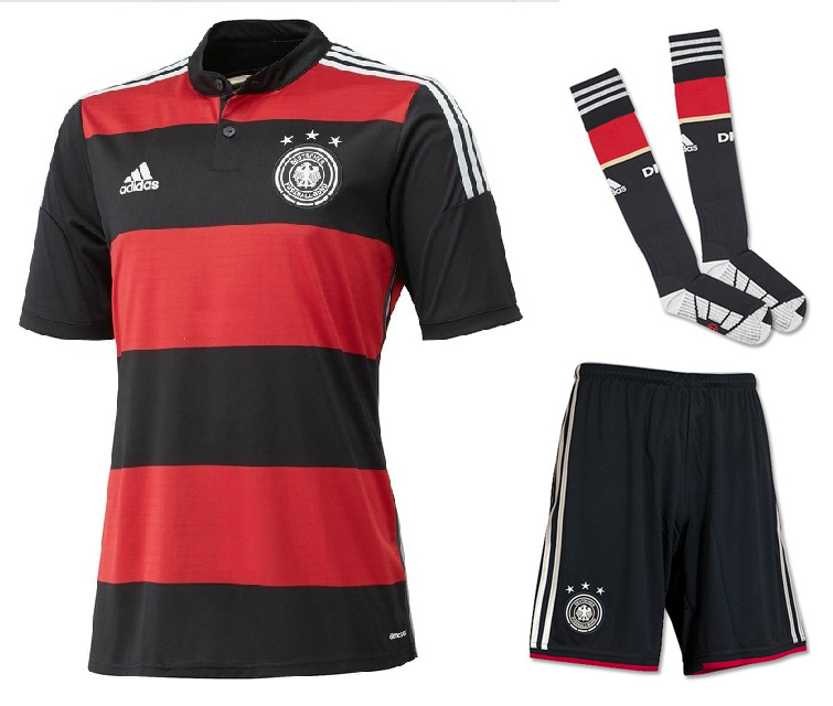 2014 Germany Away Red & Black Soccer Jersey Whole Kit(Shirt+Short+Socks)