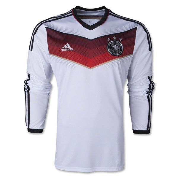 2014 Germany Home White Long Sleeve Soccer Jersey Whole Kit(Shirt+Short+Socks)