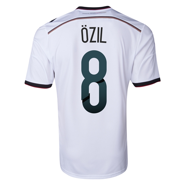 2014 Germany #8 OZIL Home White Soccer Jersey Shirt