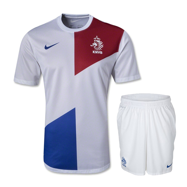 2013 Netherlands Away White Jersey Kit(Shirt+Short)