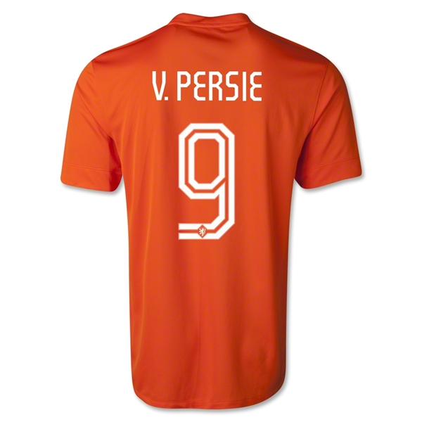 2014 Netherlands #9 V.PERSIE Home Orange Soccer Shirt