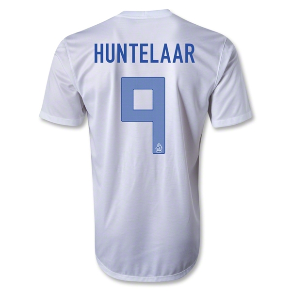 2013 Netherlands #9 HUNTELAAR Away White Jersey Shirt