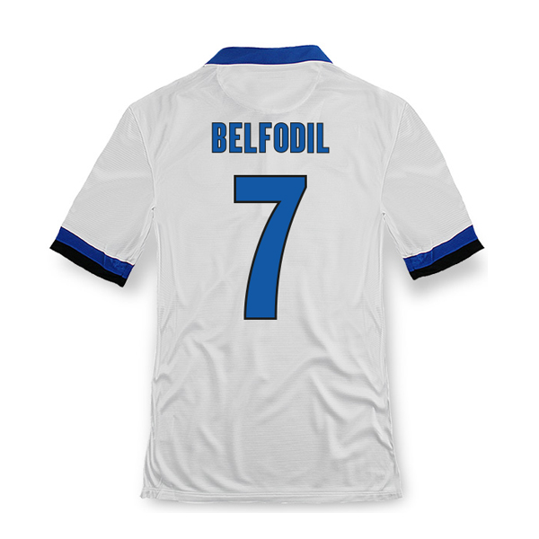 13-14 Inter Milan #7 Belfodil Away White Soccer Jersey Shirt