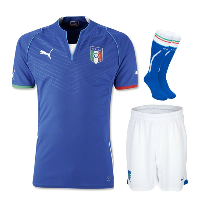 2013 Italy Home Blue Jersey Whole Kit(Shirt+Short+Socks)
