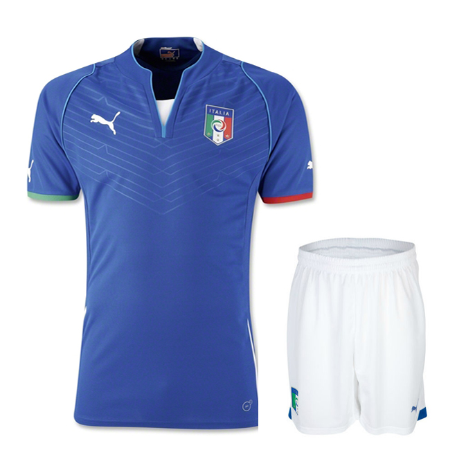 2013 Italy Home Blue Soccer Jersey Kit(Shirt+Short)