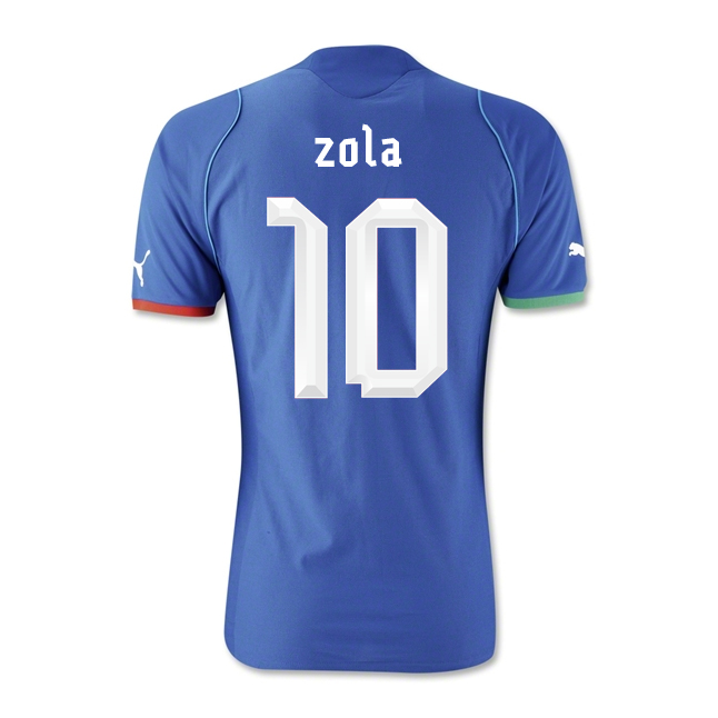 13-14 Italy #10 Zola Home Blue Soccer Jersey Shirt