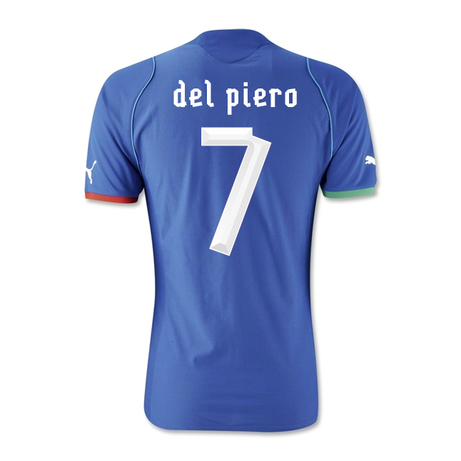 13-14 Italy #7 Del Piero Home Blue Soccer Jersey Shirt