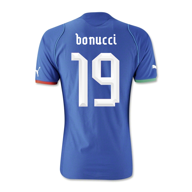 13-14 Italy #19 Bonucci Home Blue Soccer Jersey Shirt