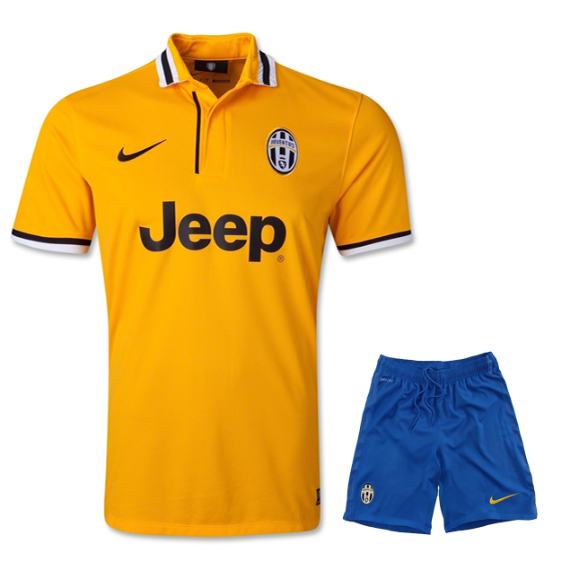 13-14 Juventus Away Yellow Jersey Kit(Shirt+Short)