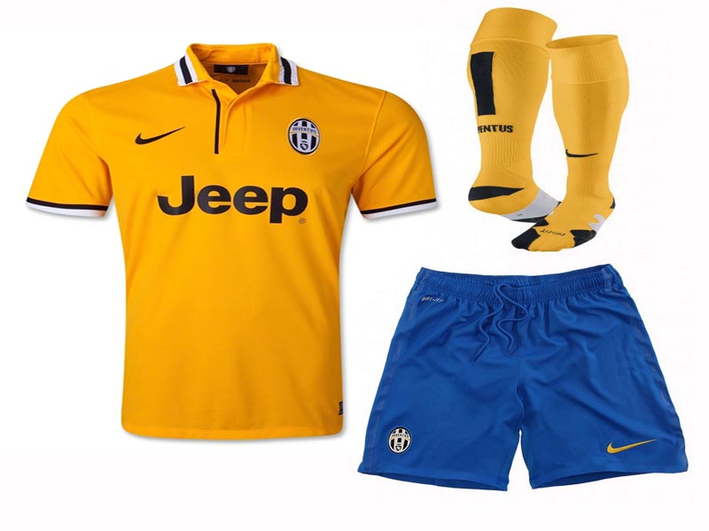 13-14 Juventus Away Yellow Jersey Kit(Shirt+Short+Socks)