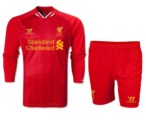 13-14 Liverpool Home Red Long Sleeve Soccer Jersey Kit(Shirt+Short)
