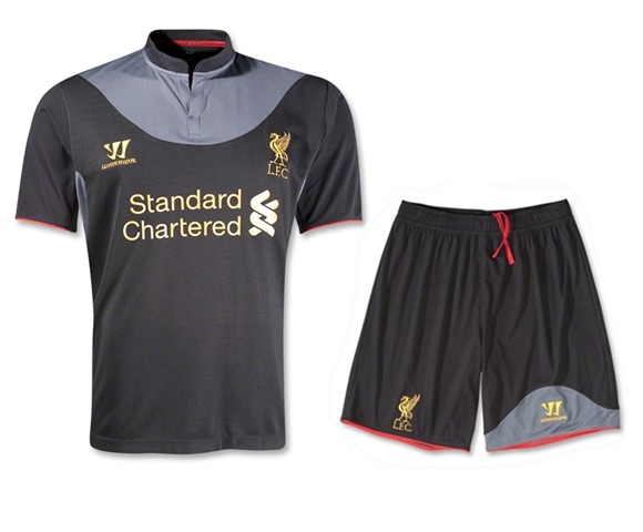 12-13 Liverpool Away Black Soccer Jersey Kit (Shirt+Short)