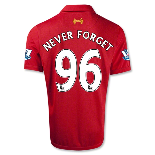 12/13 Liverpool #96 Never Forget Red Home Soccer Jersey Shirt Replica
