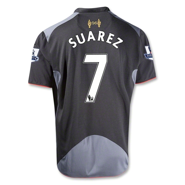 12/13 Liverpool #7 SUAREZ Black Away Soccer Jersey Shirt Replica