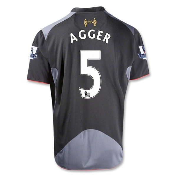 12/13 Liverpool #5 AGGER Black Away Soccer Jersey Shirt Replica
