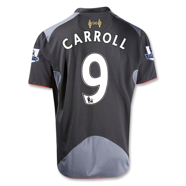 12/13 Liverpool #9 CARROLL Black Away Soccer Jersey Shirt Replica