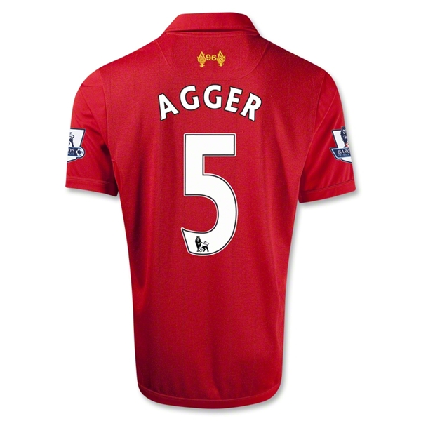 12/13 Liverpool #5 AGGER Red Home Soccer Jersey Shirt Replica