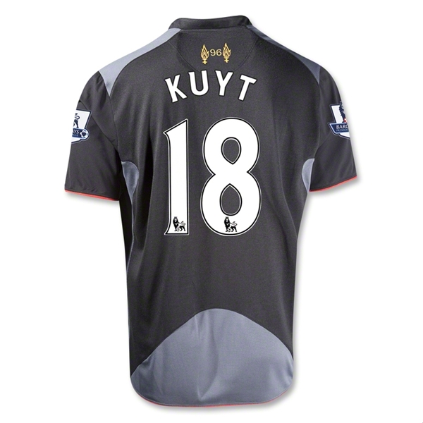 12/13 Liverpool #18 Kuyt Black Away Soccer Jersey Shirt Replica