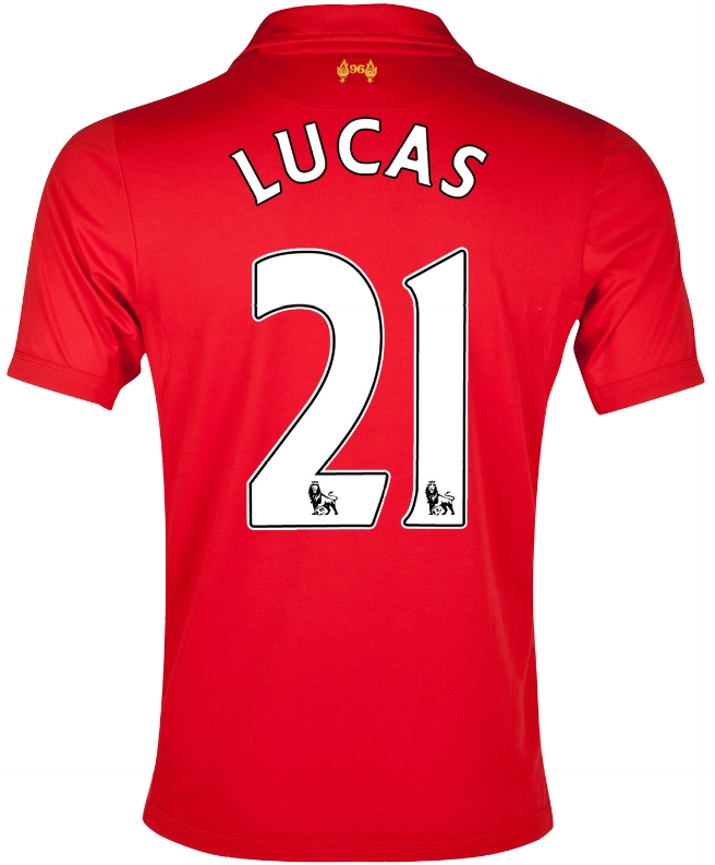 12/13 Liverpool #21 Lucas Red Home Soccer Jersey Shirt Replica