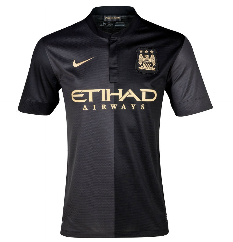 13-14 Manchester City Away Black Kit(Shirt+Short)