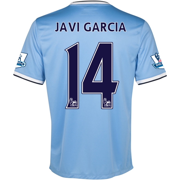 13-14 Manchester City #14 JAVI GARCIA Home Soccer Shirt