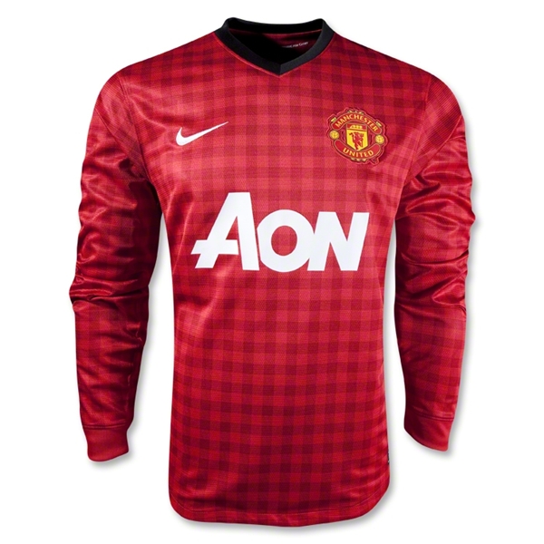 12/13 Manchester United Red Home Long Sleeve Soccer Jersey Shirt Replica