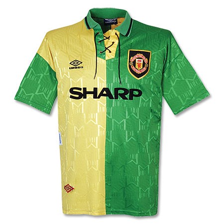 92-94 Manchester United Away Yellow&Green Jersey Shirt
