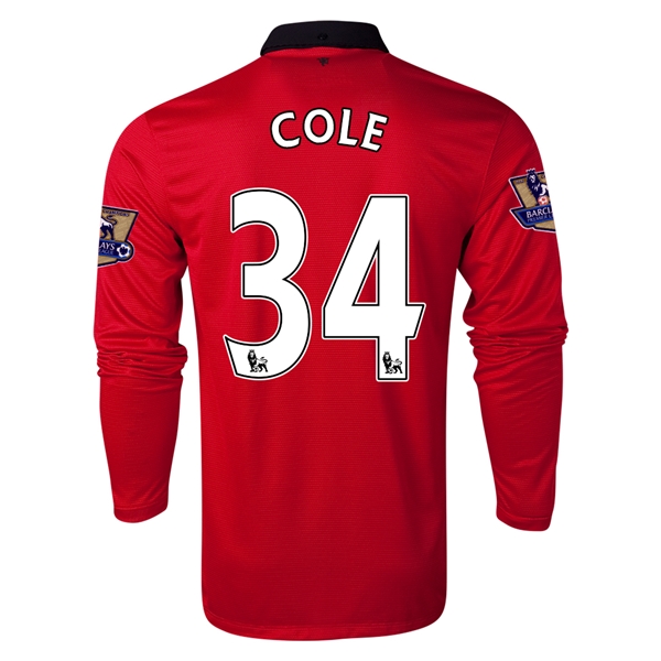 13-14 Manchester United #34 COLE Home Long Sleeve Jersey Shirt
