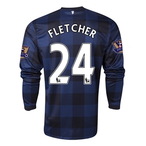 13-14 Manchester United #24 FLETCHER Away Black Long Sleeve Jersey Shirt