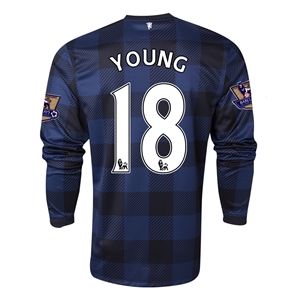 13-14 Manchester United #18 YOUNG Away Black Long Sleeve Jersey Shirt
