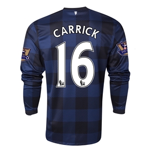13-14 Manchester United #16 CARRICK Away Black Long Sleeve Jersey Shirt