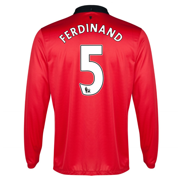 13-14 Manchester United #5 Ferdinand Home Long Sleeve Jersey Shirt