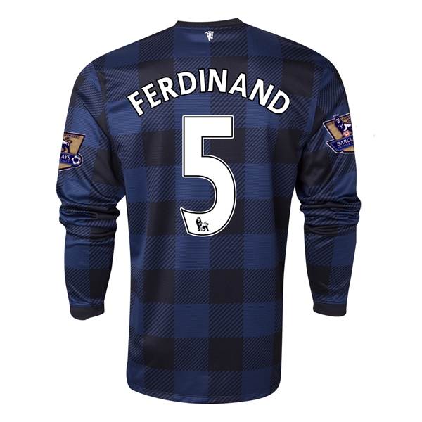 13-14 Manchester United #5 FERDINAND Away Black Long Sleeve Jersey Shirt