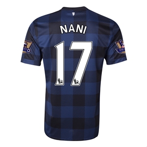 13-14 Manchester United #17 NANI Away Black Jersey Shirt