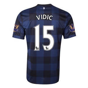 13-14 Manchester United #15 VIDIC Away Black Jersey Shirt