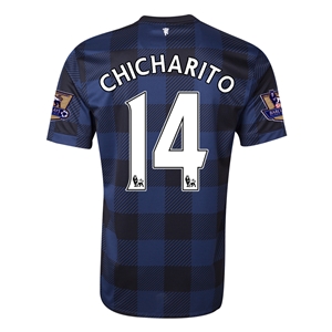 13-14 Manchester United #14 CHICHARITO Away Black Jersey Shirt