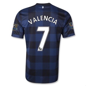 13-14 Manchester United #7 VALENCIA Away Black Jersey Shirt