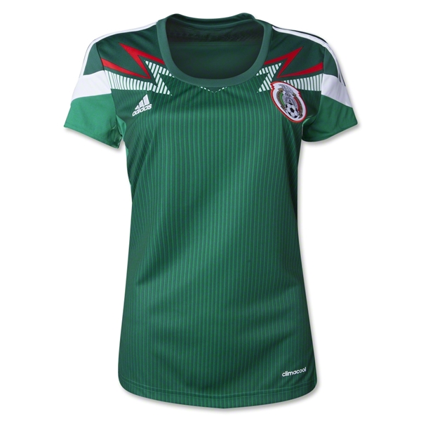 2014 World Cup Mexico Home Green Women's Soccer Jersey Shirt