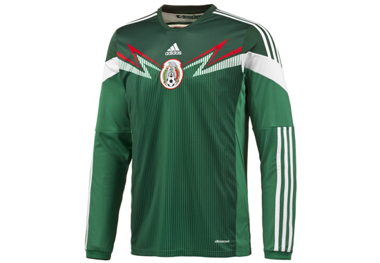 2014 Mexico Home Green Long Sleeved Jersey Shirt