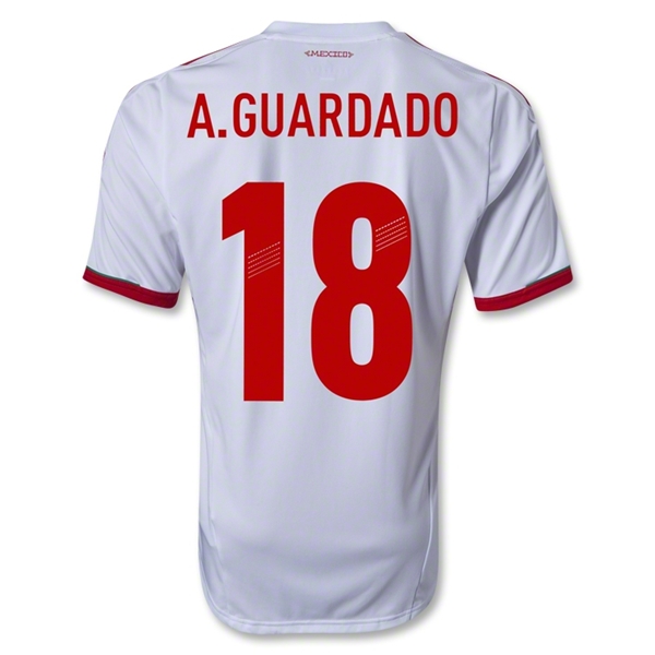 2013 Mexico #18 A.GUARDADO Away White Replica Soccer Jersey Shirt