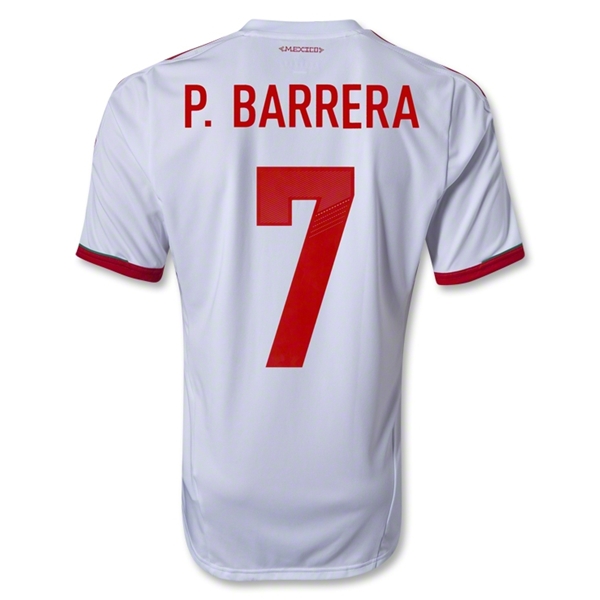 2013 Mexico #7 P.BARRERA Away White Replica Soccer Jersey Shirt
