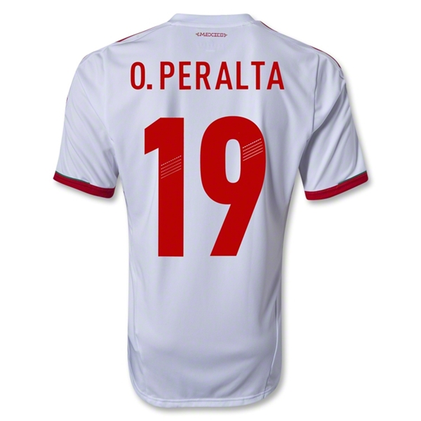 2013 Mexico #19 O.PERALTA Away White Replica Soccer Jersey Shirt