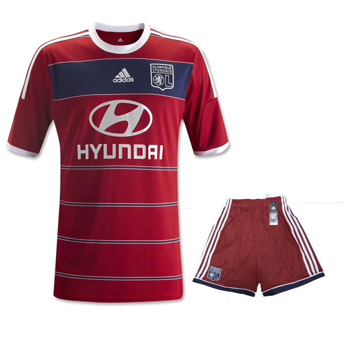 13-14 Olympique Lyonnais Away Red Jersey Kit(Shirt+Short)