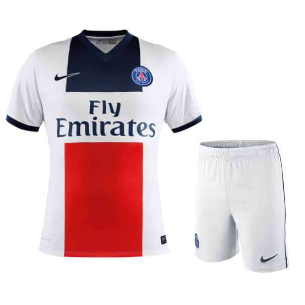13-14 PSG Away White Soccer Jersey Kit(Shirt+Short)
