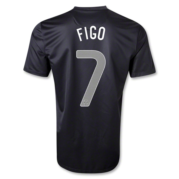 2013 Portugal #7 FIGO Away Black Thailand Quality Replica Jersey Shirt