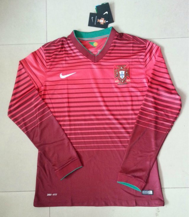 2014 Portugal Home Long Sleeved Jersey Shirt
